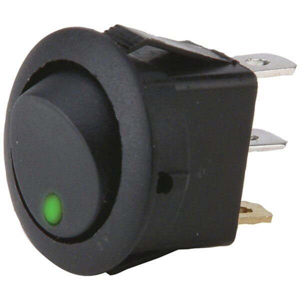 Install Bay 20 amp Round Rocker LED Switches without Leads Green IBRRSG - main